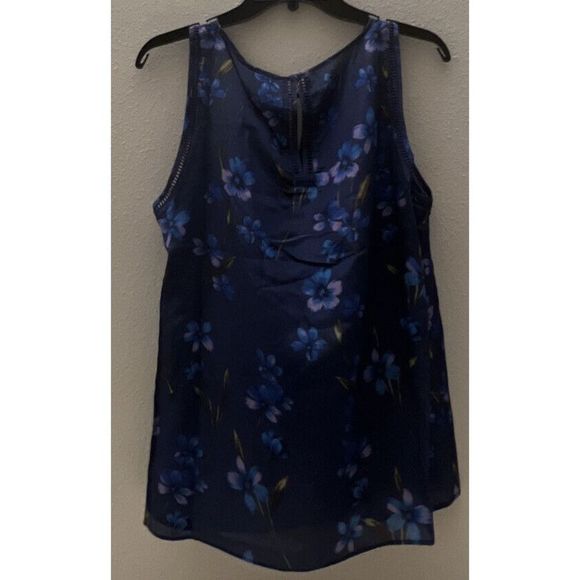 GREYLIN Sleeveless Women Sz L Stitch Fix Silk Blouse Blue Floral Anthropology$88 - Picture 6 of 9